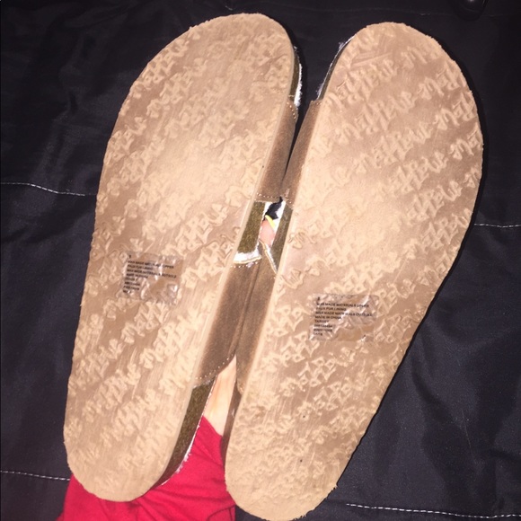 Shoes | Euc Fuzzy Sherpa Birkenstock Knockoff Sandals | Poshmark